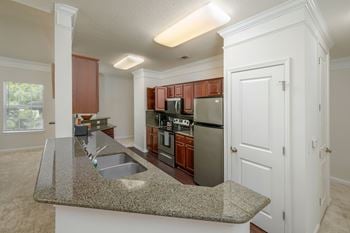 Cherry and white cabinets